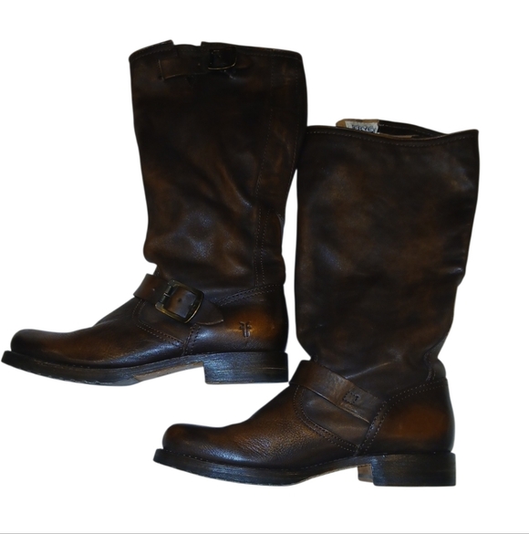 Frye Shoes - Frye Veronica Slouch Dark Brown Leather Boots Size 8